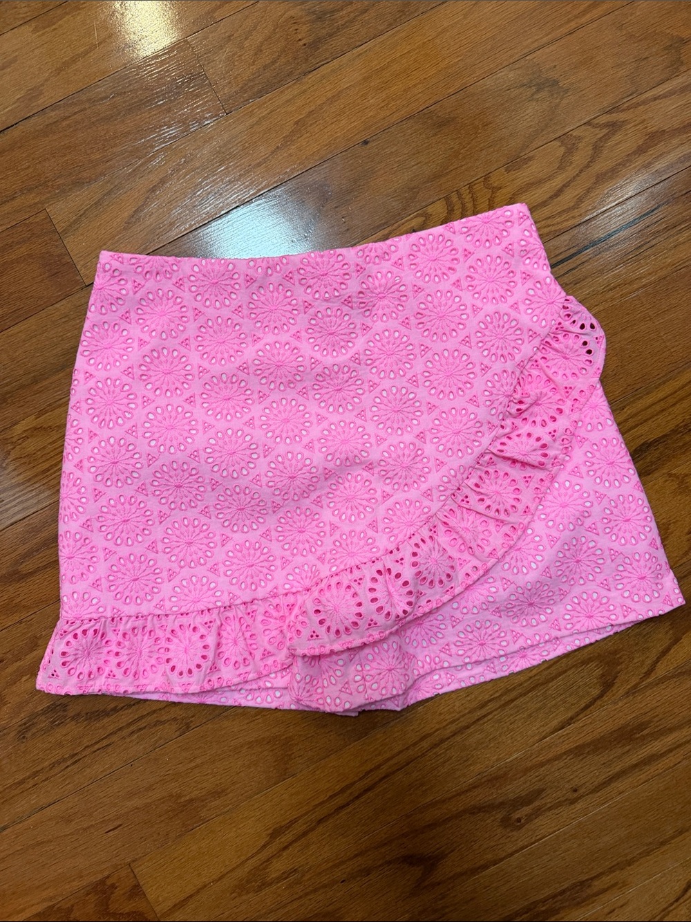 Lilly Pulitzer Bright Pink Eyelet Ruffle Skort
